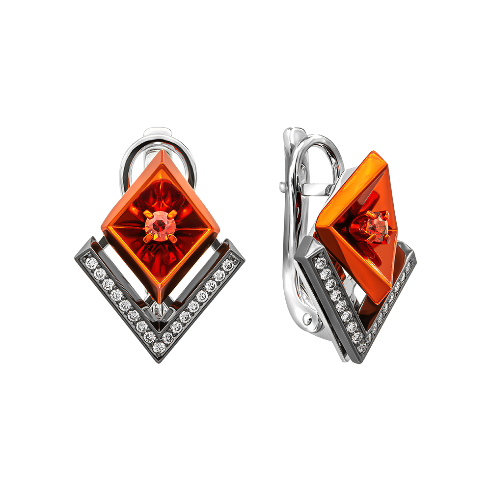 Серьги из золота с бриллиантами и сапфирами 0,093 карата